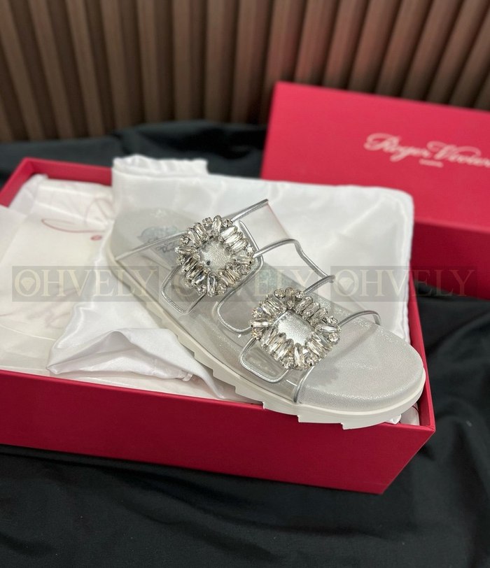 로저비비에 슬라이드 비브 스트라스 버클 샌들