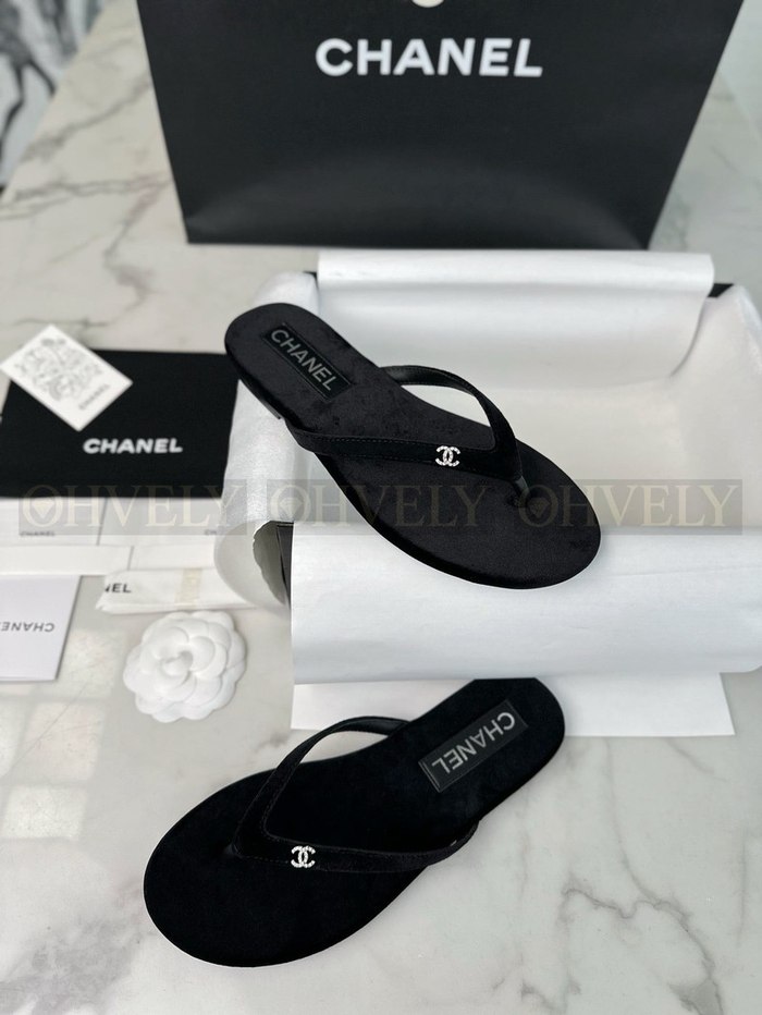 샤넬 CC 로고 벨벳 플립플랍