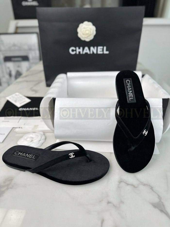 샤넬 CC 로고 벨벳 플립플랍