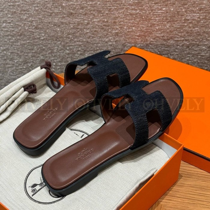 에르메스 Oran 오란 슬리퍼 데님