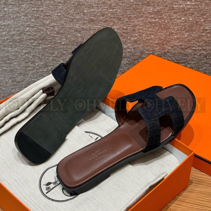 에르메스 Oran 오란 슬리퍼 데님