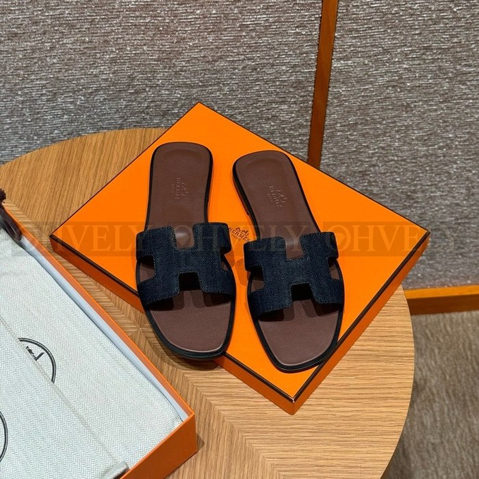 에르메스 Oran 오란 슬리퍼 데님