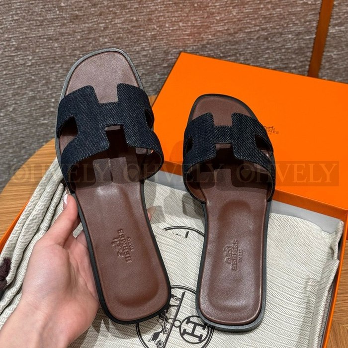 에르메스 Oran 오란 슬리퍼 데님