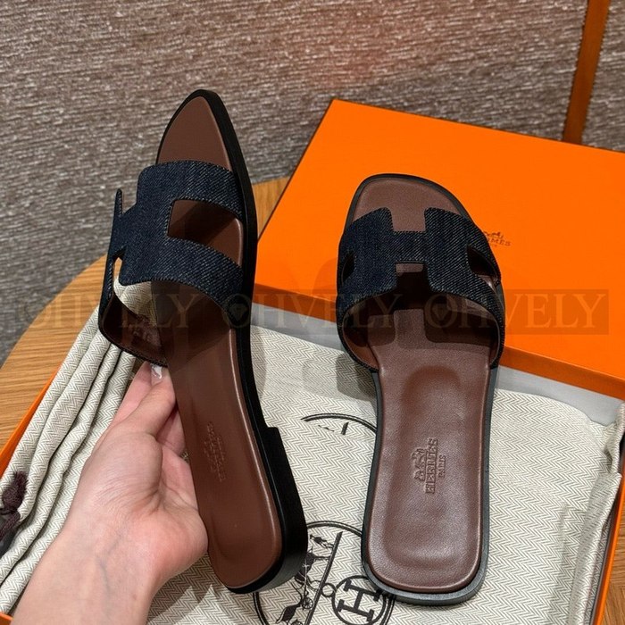 에르메스 Oran 오란 슬리퍼 데님