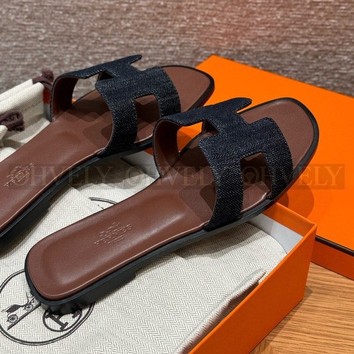 에르메스 Oran 오란 슬리퍼 데님