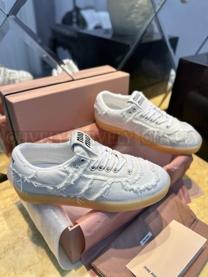 미우미우 코튼 데님 스니커즈