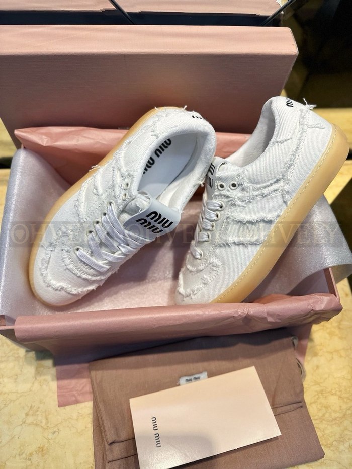 미우미우 코튼 데님 스니커즈