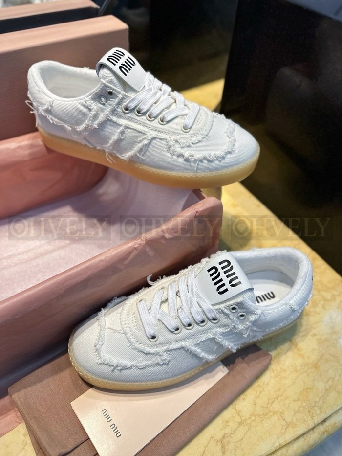 미우미우 코튼 데님 스니커즈