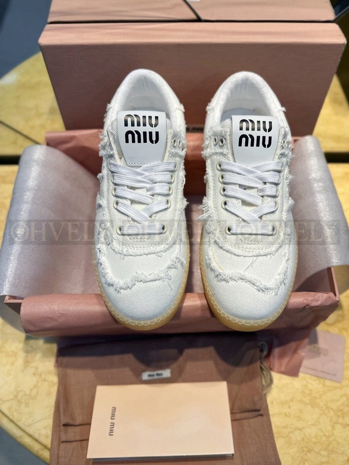 미우미우 코튼 데님 스니커즈