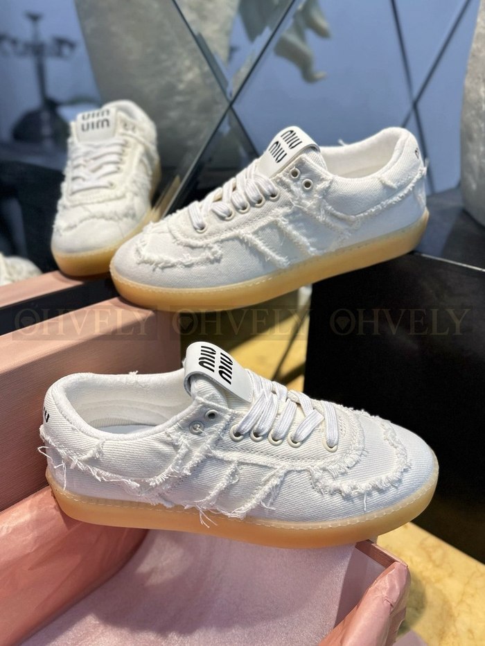 미우미우 코튼 데님 스니커즈