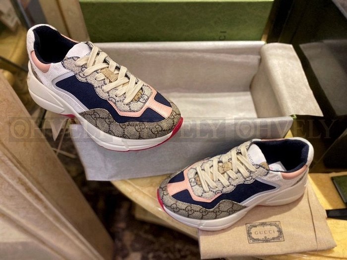 구찌 라이톤 캔버스 레더 스니커즈