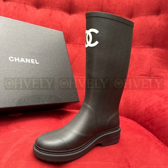 샤넬 로고 레인부츠