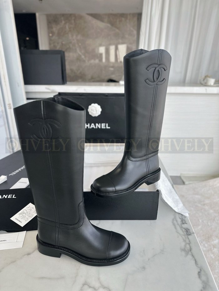 샤넬 레더 하이 부츠