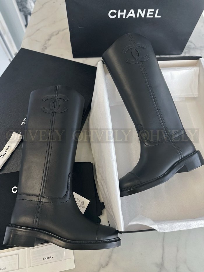 샤넬 레더 하이 부츠