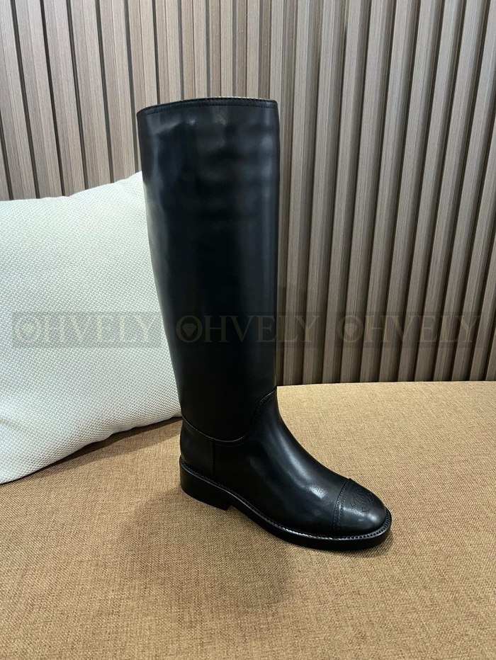 샤넬 하이 부츠 카프스킨 블랙