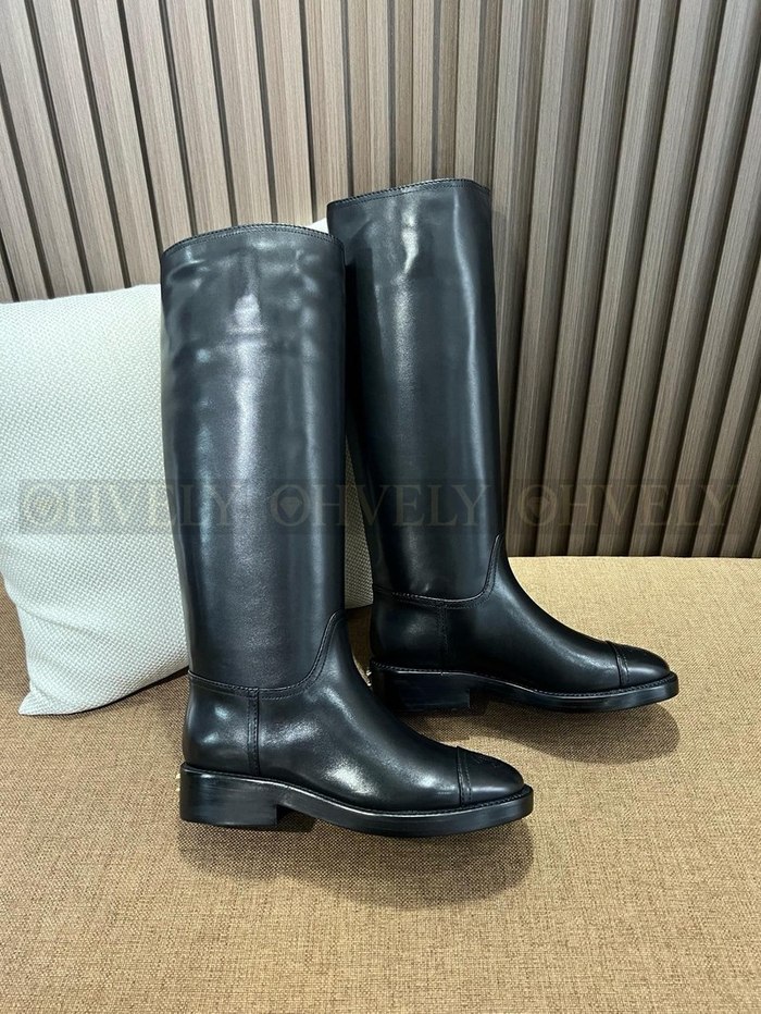 샤넬 하이 부츠 카프스킨 블랙