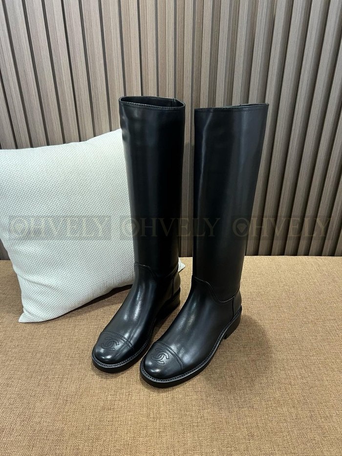 샤넬 하이 부츠 카프스킨 블랙