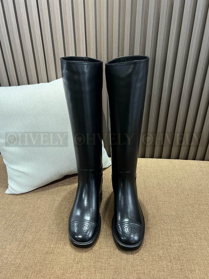 샤넬 하이 부츠 카프스킨 블랙