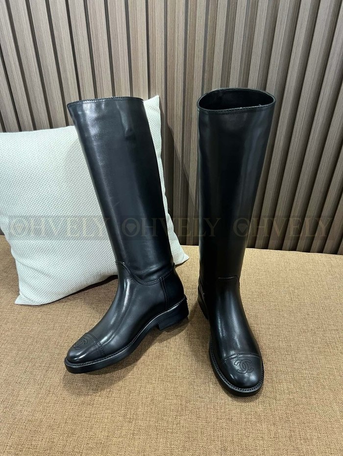 샤넬 하이 부츠 카프스킨 블랙