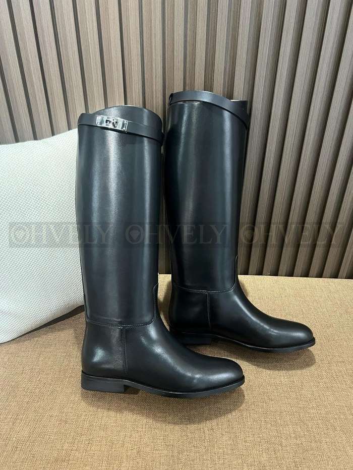 에르메스 점핑 부츠 박스 카프스킨 & 팔라듐 하드웨어 누아