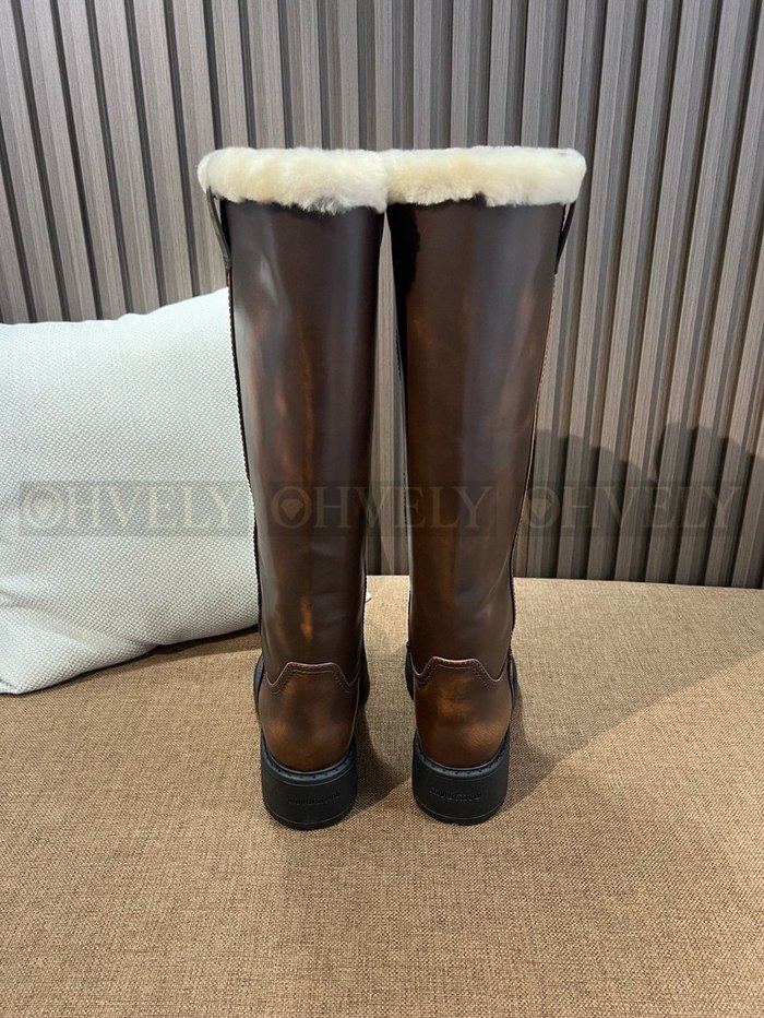 미우미우 시어링 가죽 롱 부츠 시에나