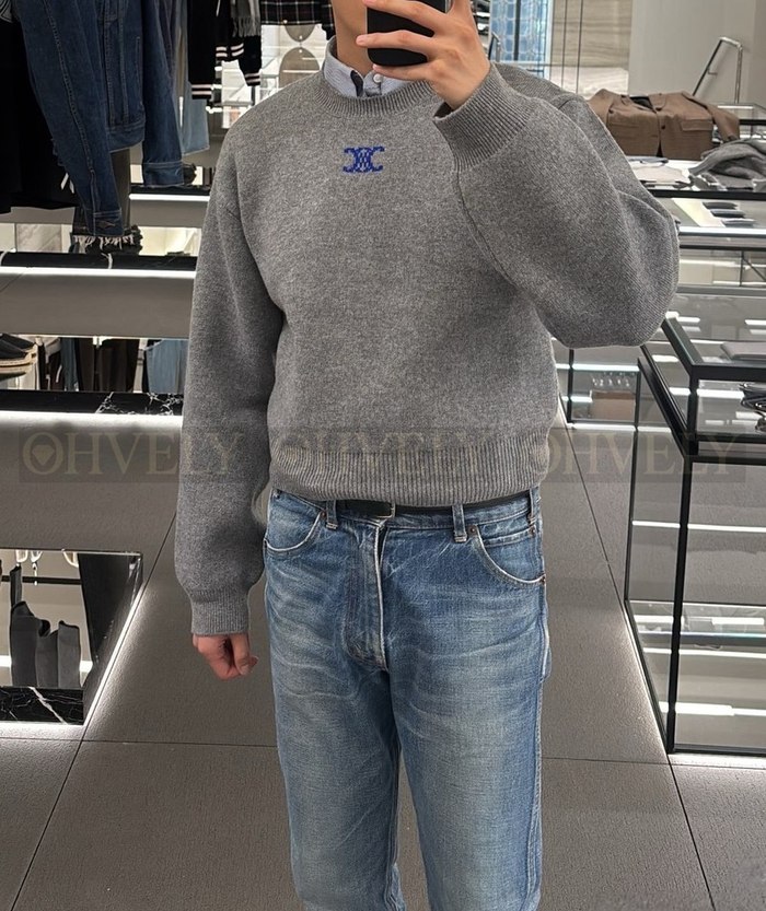 【 ZP 】Celine 니트 맨투맨 티셔츠 그레이 (매장가 390만원)