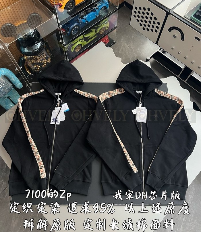 【 ZP 】Burberry 체크 트리밍 코튼 지퍼 후디 (매장가 142만원)